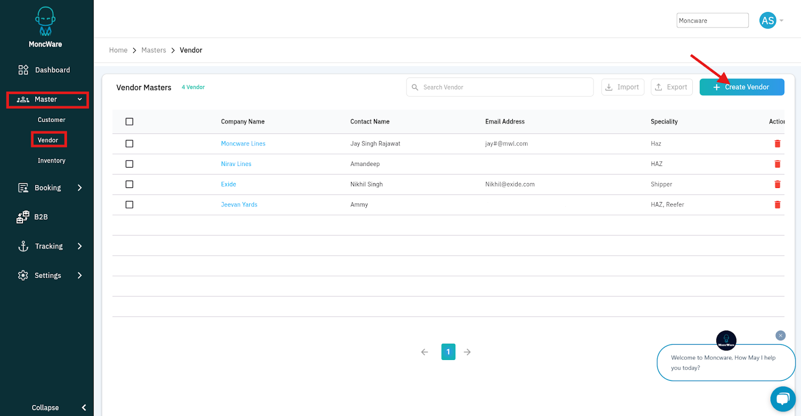 Create vendor